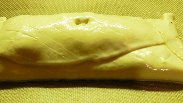 Préparation du feuilleté saumon poireau crème