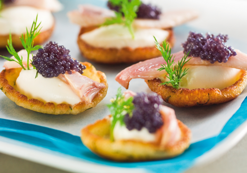 Blinis truite fumée et crème