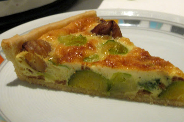 Quiche choux de Bruxelles châtaignes et lardons