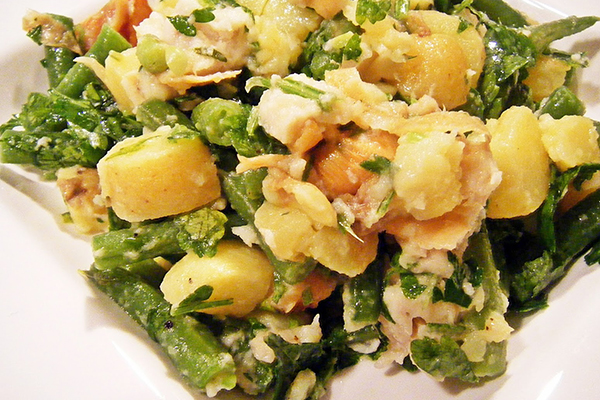 Salade de PDT haricots verts et haddock
